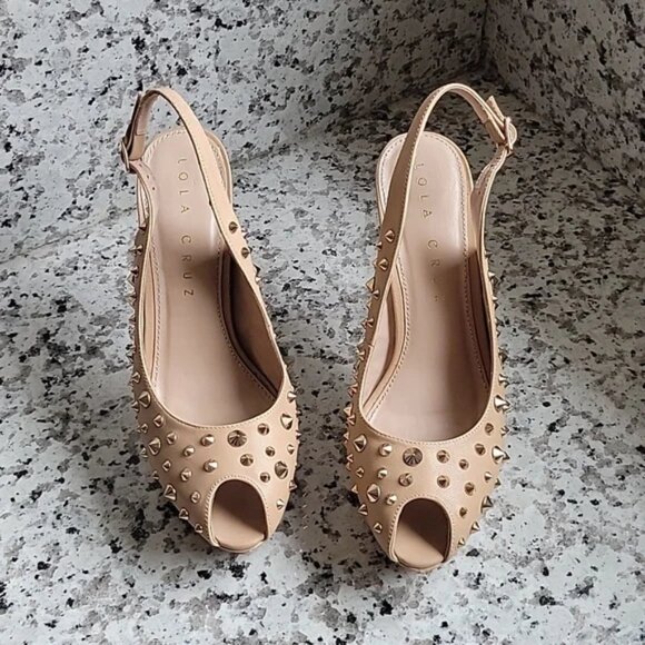Lola Cruz Slingbacks with spike accent detail EU sz 40 US sz 10 - Picture 2 of 16